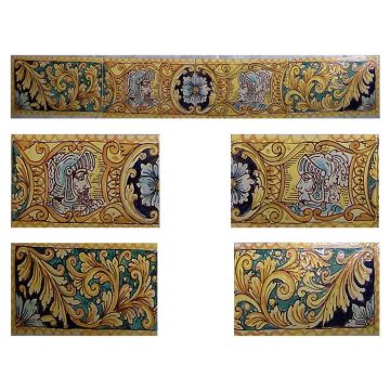 Sicilian stair riser GH07 hand-painted with traditional designs by Ghenos, Messina - Italy