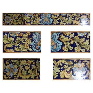 Sicilian stair riser GH08 hand-painted with traditional designs by Ghenos, Messina - Italy