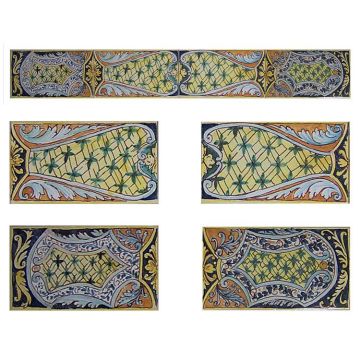 Sicilian stair riser GH09 hand-painted with traditional designs by Ghenos, Messina - Italy