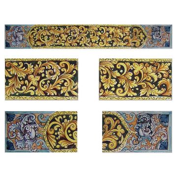 Sicilian stair riser GH10 hand-painted with traditional designs by Ghenos, Messina - Italy