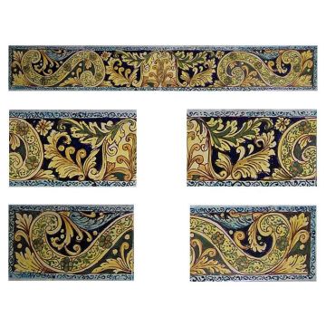 Sicilian stair riser GH11 hand-painted with traditional designs by Ghenos, Messina - Italy