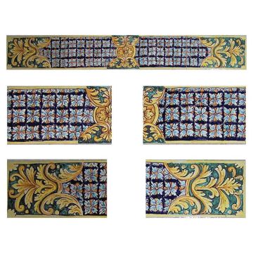 Sicilian stair riser GH12 hand-painted with traditional designs by Ghenos, Messina - Italy