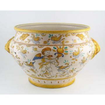 Deruta planter from the Grottesche collection, handmade by Antica Deruta - Italy