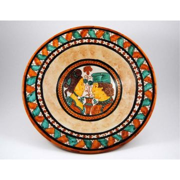 Italian centerpiece bowl handmade in Mantua using the traditional sgraffito method
