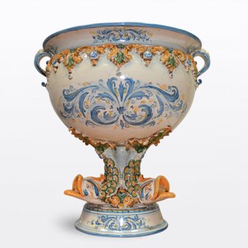 Italian footed centerpiece & planter handcrafted in Caltagirone, Sicily