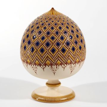 Italian Graffito Blue Pumo handmade by Francesco Fasano in Grottaglie, Italy