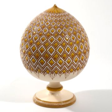 Italian Graffito Yellow Pumo handmade by Francesco Fasano in Grottaglie, Italy