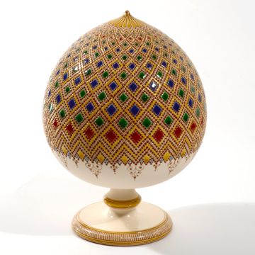 Italian Graffito Arlecchino Pumo handmade by Francesco Fasano in Grottaglie, Italy