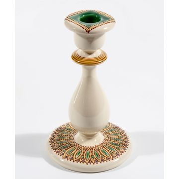 Italian Spicchi Green candle holder handmade by Francesco Fasano in Grottaglie, Italy