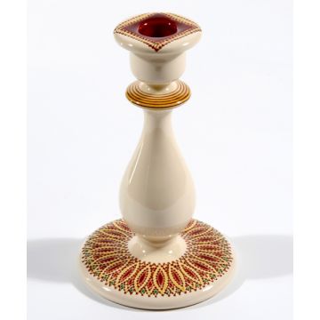 Italian Spicchi Red candle holder handmade by Francesco Fasano in Grottaglie, Italy