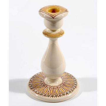 Italian Spicchi Yellow candle holder handmade by Francesco Fasano in Grottaglie, Italy