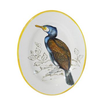 Italian oval platter Bird 1 from the Joy Collection handmade by Francesca Niccacci in Deruta
