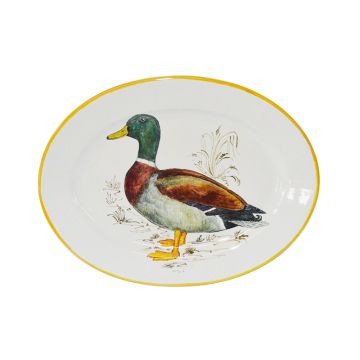 Italian oval platter Bird 2 from the Joy Collection handmade by Francesca Niccacci in Deruta