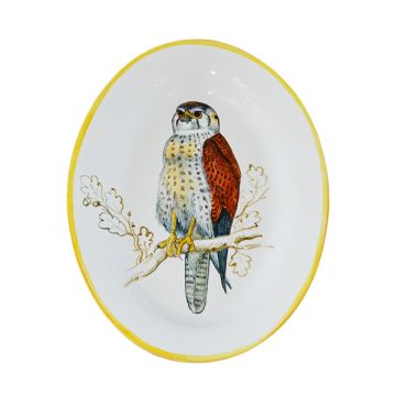 Italian oval platter Bird 3 from the Joy Collection handmade by Francesca Niccacci in Deruta