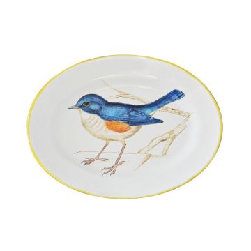 Italian oval platter Bird 5 from the Joy Collection handmade by Francesca Niccacci in Deruta