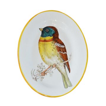 Italian oval platter Bird 7 from the Joy Collection handmade by Francesca Niccacci in Deruta