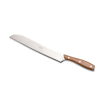 Chianino bread knife with olive wood handle handcrafted by Coltellerie Consigli in Scarperia, Italy