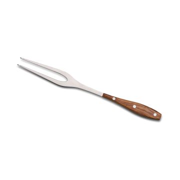 Chianino carving fork with olive wood handle handcrafted by Coltellerie Consigli in Scarperia, Italy
