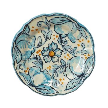 Italian ceramic salad & dessert plate from the Limoni Blu Sicilia Collection handmade by Ghenos in Sicily