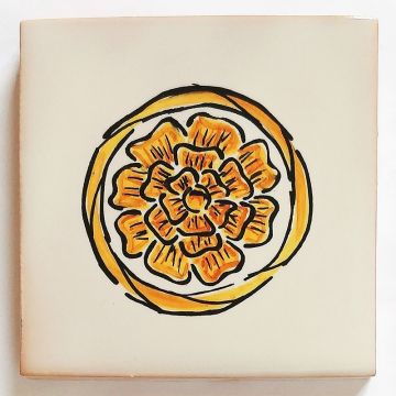 Hand-painted Italian corner tile LF02 from the Classic collection, entirely handcrafted by La Fauci in Messina, Sicily