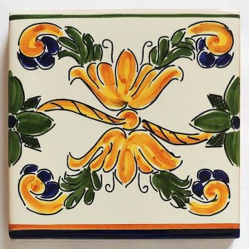 Hand-painted Italian tile LF05 from the Classic collection, entirely handcrafted by La Fauci in Messina, Sicily