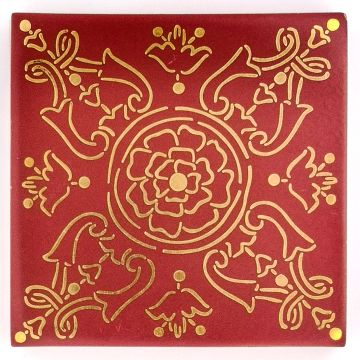 Hand-painted Italian tile LF11 from the Gold collection, entirely handcrafted by La Fauci in Messina, Sicily