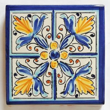 Hand-painted Italian tile LF12 from the Classic collection, entirely handcrafted by La Fauci in Messina, Sicily