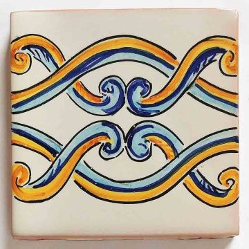 Hand-painted Italian tile LF16 from the Classic collection, entirely handcrafted by La Fauci in Messina, Sicily