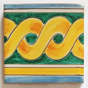 Hand-painted Italian tile LF18 from the Classic collection, entirely handcrafted by La Fauci in Messina, Sicily