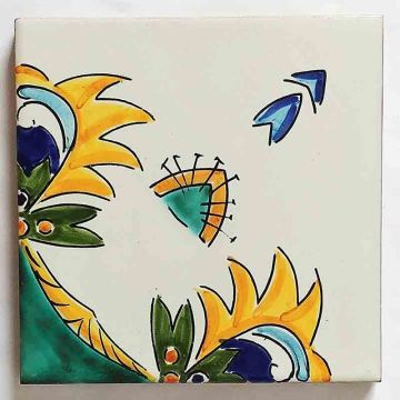 Hand-painted Italian tile LF23 from the Classic collection, entirely handcrafted by La Fauci in Messina, Sicily