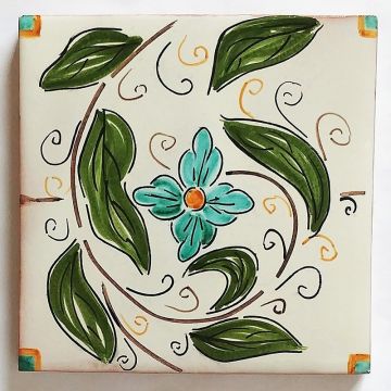 Hand-painted Italian tile LF25 from the Classic collection, entirely handcrafted by La Fauci in Messina, Sicily