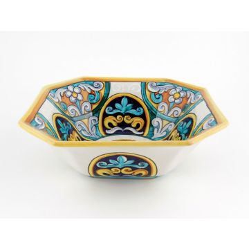 Italian octagonal serving bowl Margherita from the Ottagonali Collection handmade by Francesca Niccacci in Deruta