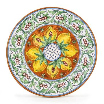 Melograni Italian round platter handmade by Fima in Deruta