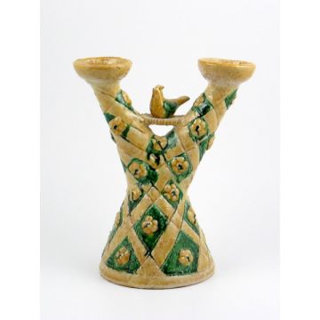 Tuscan Bird candle holder handcrafted by ND Dolfi in Montelupo Fiorentino, Italy