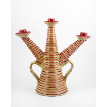 Tuscan Stripes candle holder handcrafted by ND Dolfi in Montelupo Fiorentino, Italy