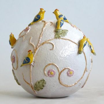 Tuscan Birds  sphere handcrafted by ND Dolfi in Montelupo Fiorentino, Italy