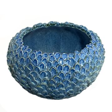 Tuscan Blues Scales  centerpiece bowl handcrafted by ND Dolfi in Montelupo Fiorentino, Italy