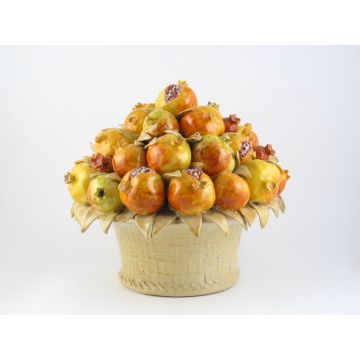 Tuscan Basket of Pomegranates handcrafted by ND Dolfi in Montelupo Fiorentino, Italy