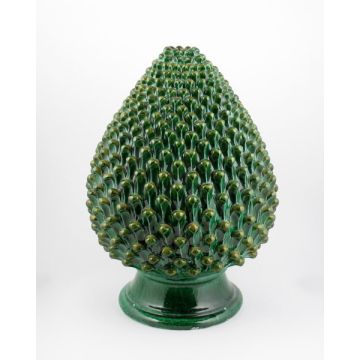 Tuscan green Pine Cone table lamp handcrafted by ND Dolfi in Montelupo Fiorentino, Italy