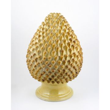 Tuscan yellow Pine Cone table lamp handcrafted by ND Dolfi in Montelupo Fiorentino, Italy