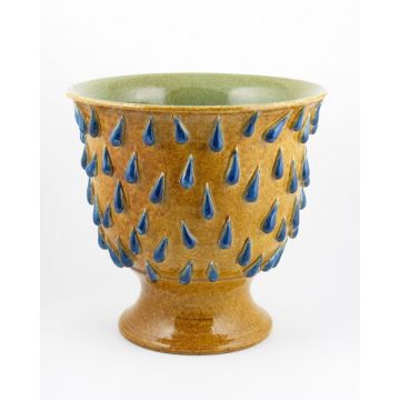 Tuscan footed planter handcrafted by ND Dolfi in Montelupo Fiorentino, Italy