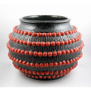 Tuscan planter with coral pearls handcrafted by ND Dolfi in Montelupo Fiorentino, Italy