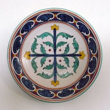 Tuscan geometric wall plate 03 handcrafted by ND Dolfi in Montelupo Fiorentino, Italy