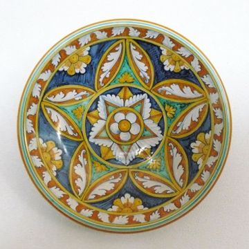 Tuscan geometric wall plate 07 handcrafted by ND Dolfi in Montelupo Fiorentino, Italy