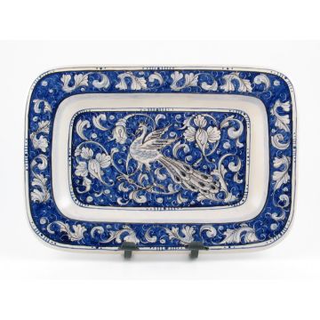 Italian wall plate from the Peacock collection handmade by Ceramiche Rampini in Gubbio, Italy