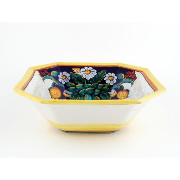 Italian octagonal serving bowl Paniera from the Ottagonali Collection handmade by Francesca Niccacci in Deruta