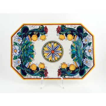 Italian octagonal platter Paniera from the Ottagonali Collection handmade by Francesca Niccacci in Deruta