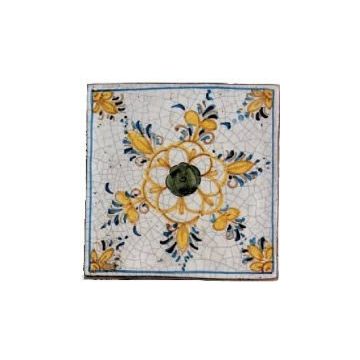 Hand-painted Deruta tile pr by Antica Deruta, Italy. The tile is entirely handcrafted.