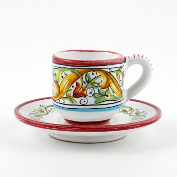 Primizia Italian espresso cup and saucer handmade by Fima in Deruta