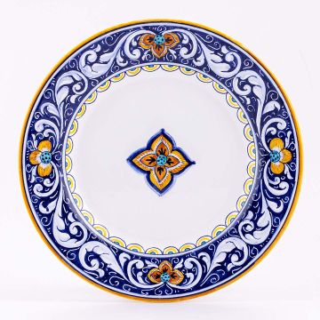 Deruta dinner plate from the Rameggi collection, handmade by Antica Deruta - Italy